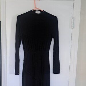 Modern Citizen Mock-neck Side Slit Long-sleeve Dress